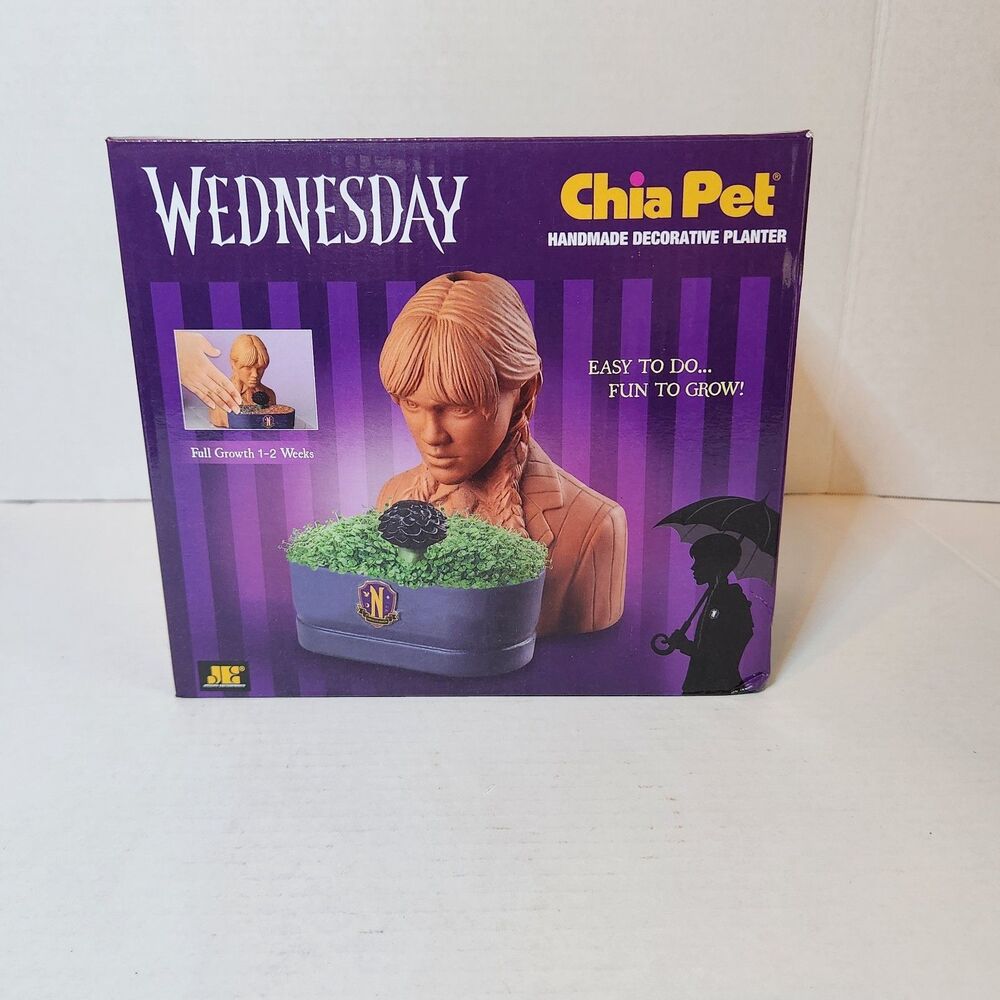 Wednesday Addams Chia Pet Grow Now for Halloween New in Box with Seeds